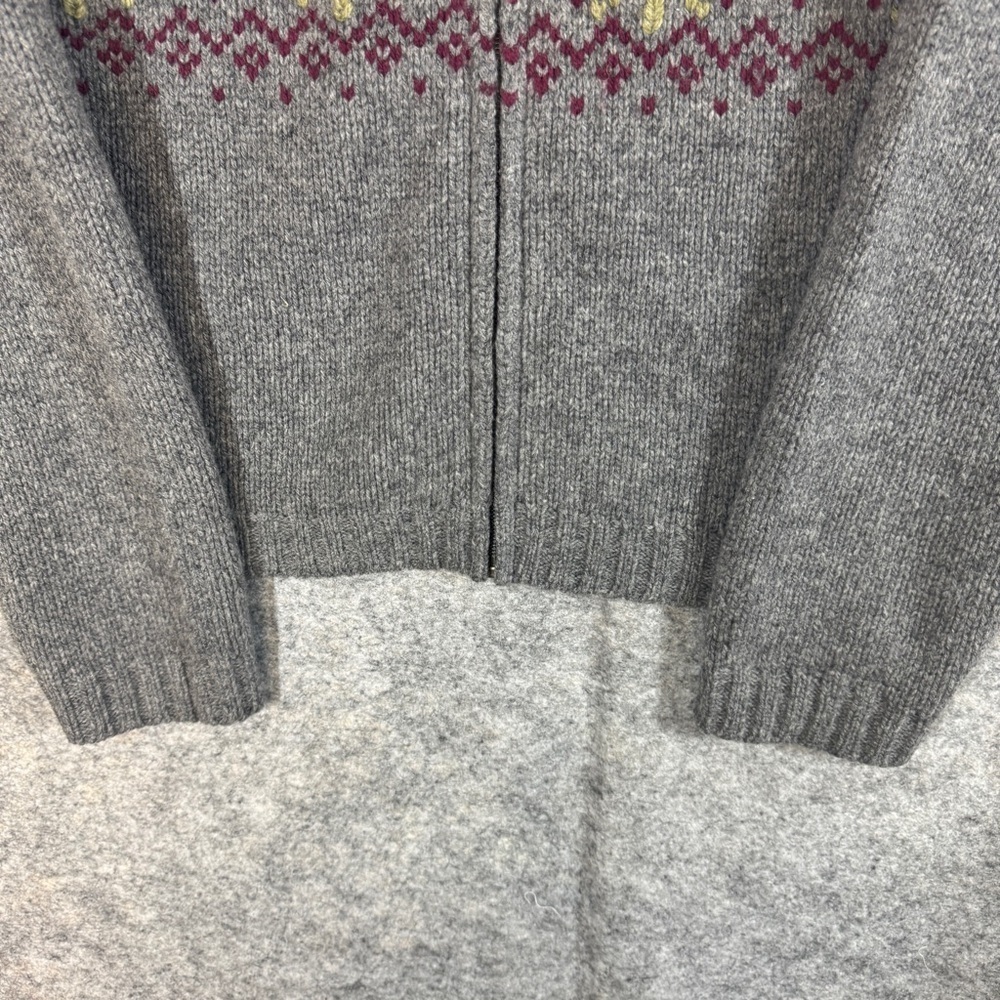 Vintage Woolrich Grey Heather Lambswool Fair Isle Zip Cardigan Sweater  S/P - Picture 4 of 14